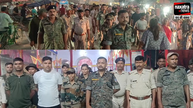  नवरात्र उत्सव को लेकर सुरक्षा के लिए निकाला गया फ्लैग मार्च, लोगों से प्रशासन ने की शांति की अपील