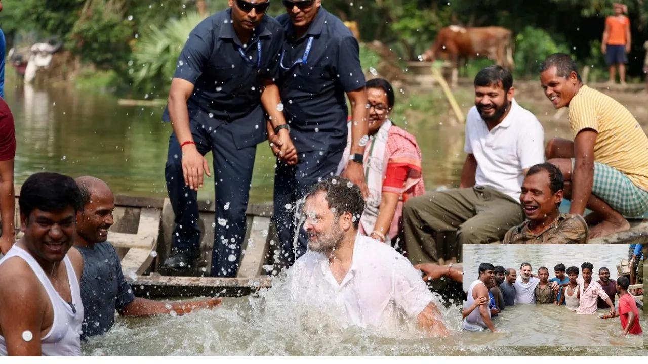 खुद को नहीं रोक पाए राहुल गांधी, तालाब में तैराकी और मछली पकड़ने का उठाया लुत्फ