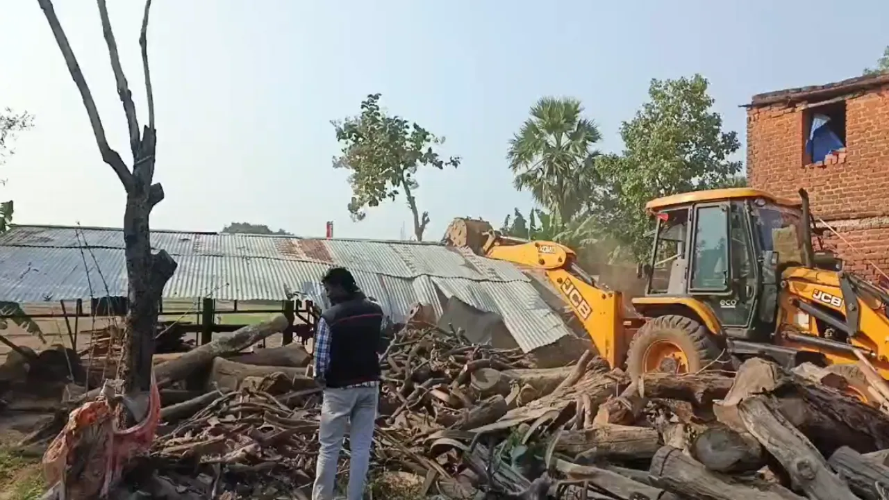 अवैध आरा मीलों पर वन विभाग की बड़ी कार्रवाई, चला बुलडोजर...भारी मात्रा में काष्ठ जब्त