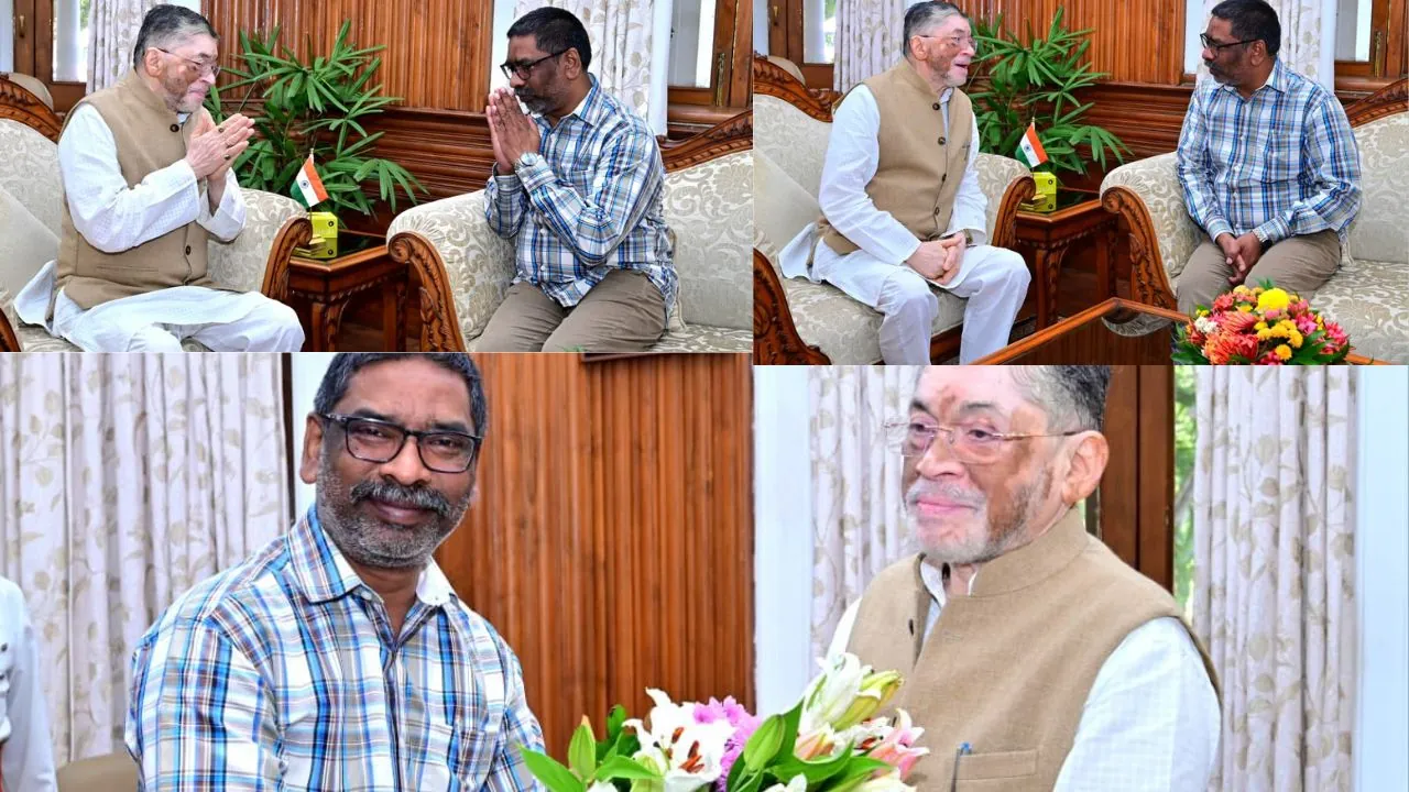 मुख्यमंत्री हेमंत सोरेन पहुंचे राजभवन, राज्यपाल से की मुलाकात